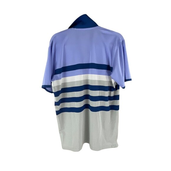 Puma Mens Striped Polo Shirt Blue & Gray Size M Short Sleeve Logo Golf Casual - Picture 9 of 9